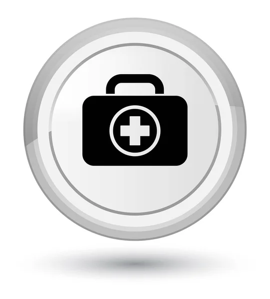 First aid kit ikona prime biały okrągły przycisk — Zdjęcie stockowe