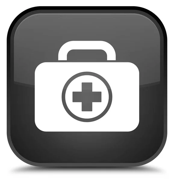 First aid kit icon special black square button — Stock Photo, Image