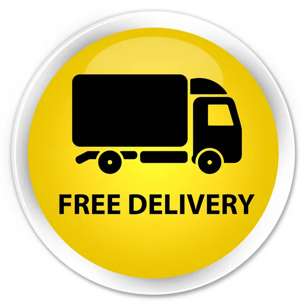 Free delivery premium yellow round button — Stock Photo, Image