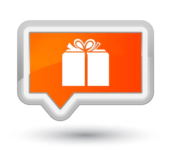 Gift box icon prime orange banner button — Stock Photo, Image