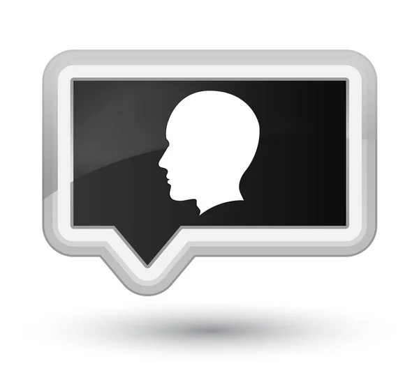 頭男性顔アイコン首相の黒いバナー ボタン — ストック写真