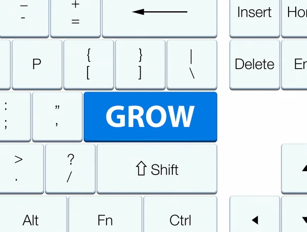 Crescer botão teclado azul — Fotografia de Stock