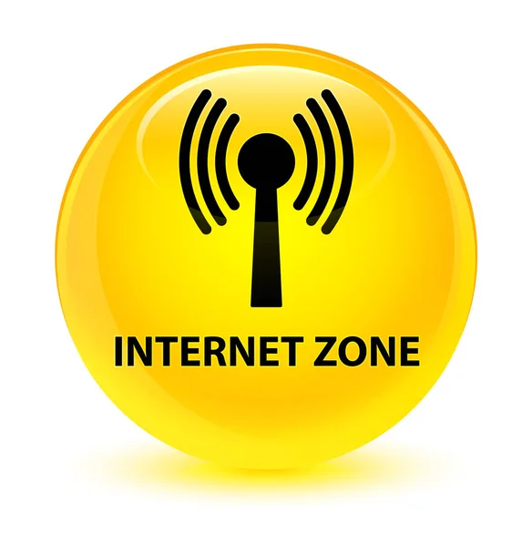 Zona Internet (red wlan) botón redondo amarillo vidrioso — Foto de Stock