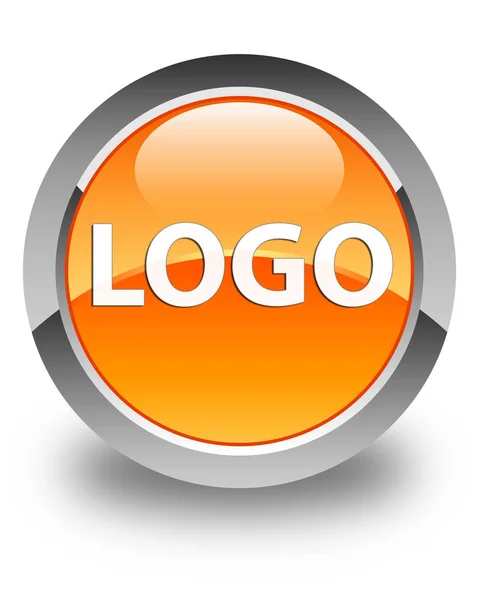 Bouton rond orange brillant logo — Photo