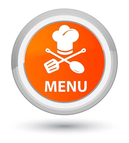 Prvotní oranžové kulaté tlačítko menu (Restaurace ikona) — Stock fotografie