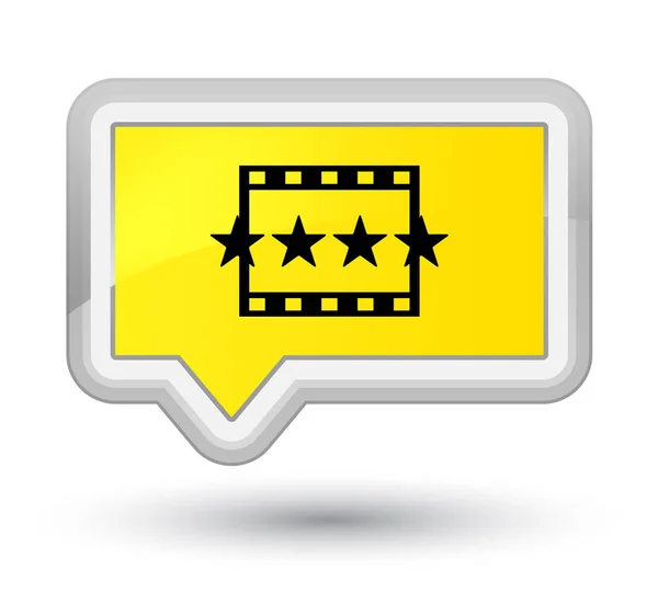 Movie reviews icon prime yellow banner button — Stock Photo, Image