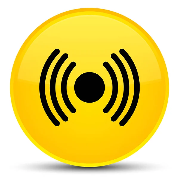 ネットワーク信号アイコン特別な黄色い丸いボタン — ストック写真