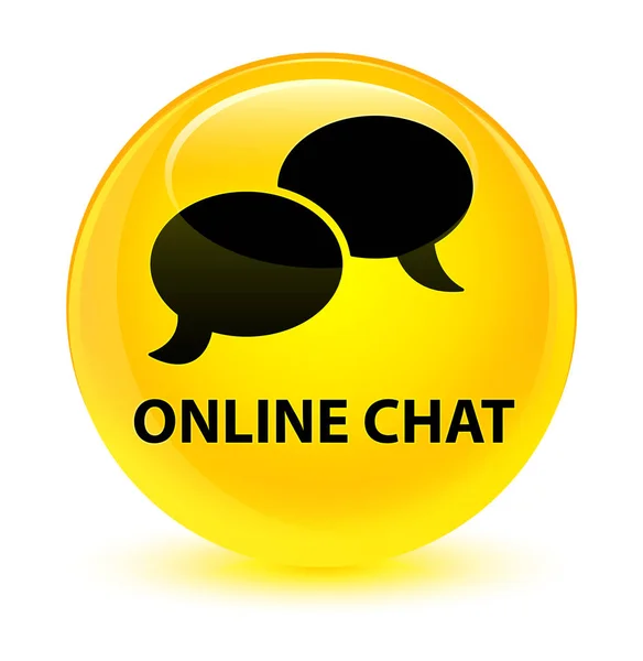 Chat online vetro giallo pulsante rotondo — Foto Stock
