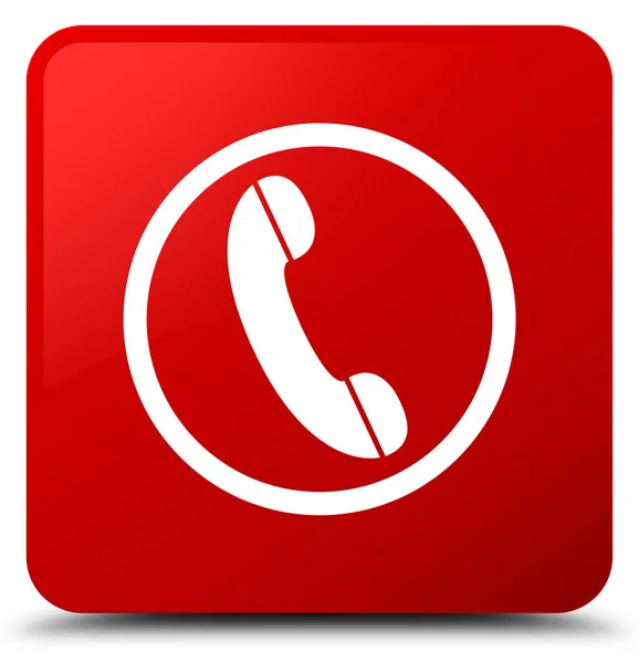 Przycisk czerwony kwadrat ikonę telefonu — Zdjęcie stockowe