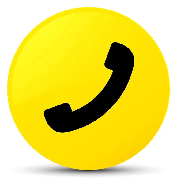 Żółta ikona telefonu okrągły przycisk — Zdjęcie stockowe