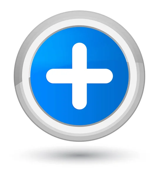 Plusz ikonra prime cián kék kerek gomb — Stock Fotó