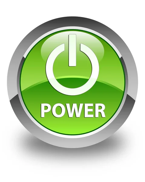 Power glossy green round button — Stock Photo, Image