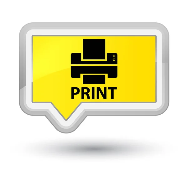 Tlačítko Tisk (ikona tiskárny) prvotřídní žlutý nápis — Stock fotografie