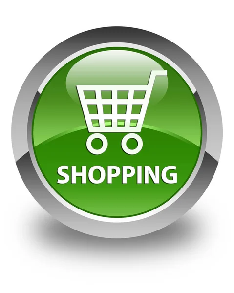 Botão redondo verde macio brilhante de compras — Fotografia de Stock