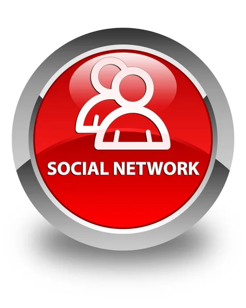 Social network (icona del gruppo) pulsante rotondo rosso lucido — Foto Stock