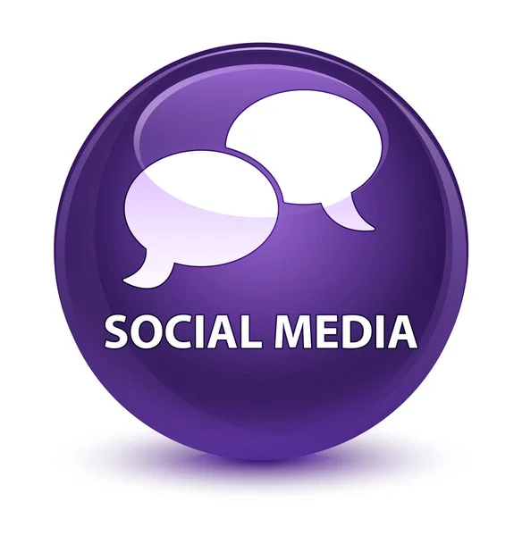 Sociale media (chat zeepbel pictogram) glazig paarse ronde knop — Stockfoto