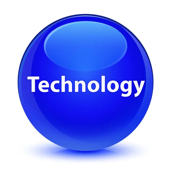 Tecnología botón redondo azul vidrioso —  Fotos de Stock