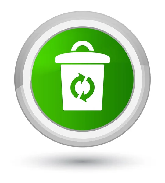 Ícone de lixo botão redondo verde primo — Fotografia de Stock
