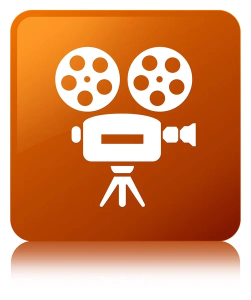 Video camera icon brown square button — Stock Photo, Image