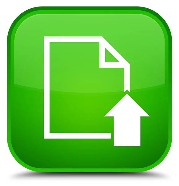 Upload document icon special green square button — Stock fotografie