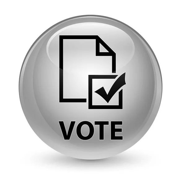 Vote (survey icon) glassy white round button — Stock Photo, Image