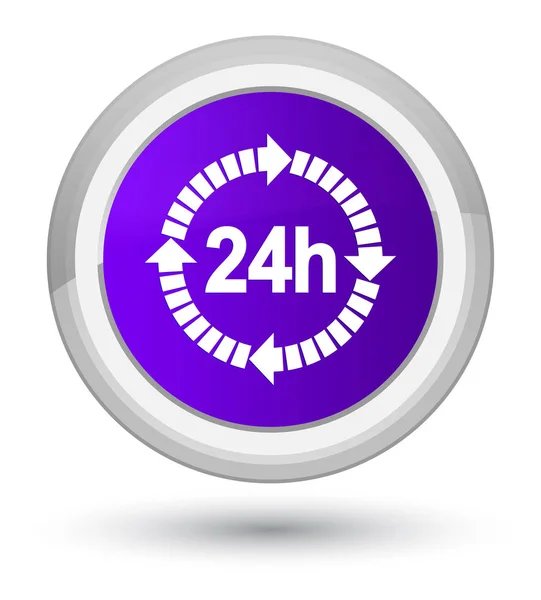 24 hours delivery icon prime purple round button — Stock Photo, Image