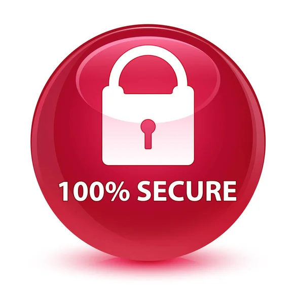 100% 安全なガラス ピンク丸ボタン — ストック写真