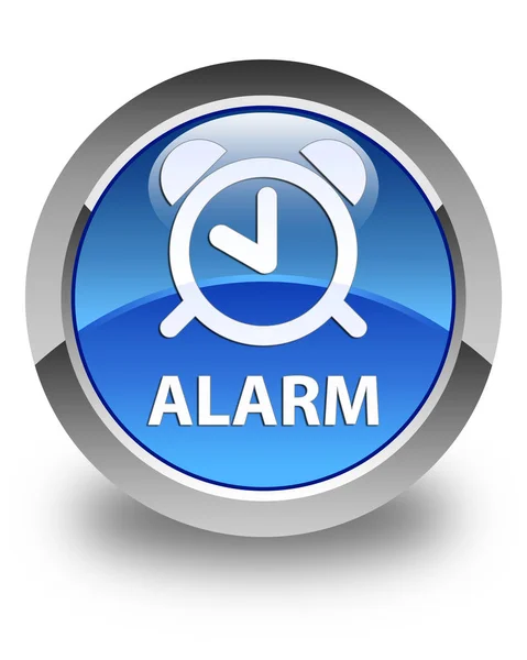 Błyszczący niebieski okrągły przycisk Alarm — Zdjęcie stockowe