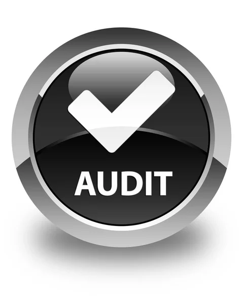 Auditoria (validar ícone) botão redondo preto brilhante — Fotografia de Stock