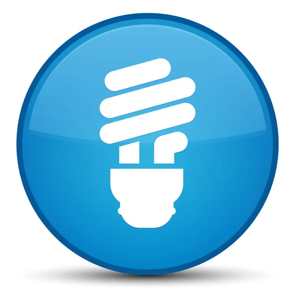 Bulb ikonen särskilda cyan blå runda knappen — Stockfoto