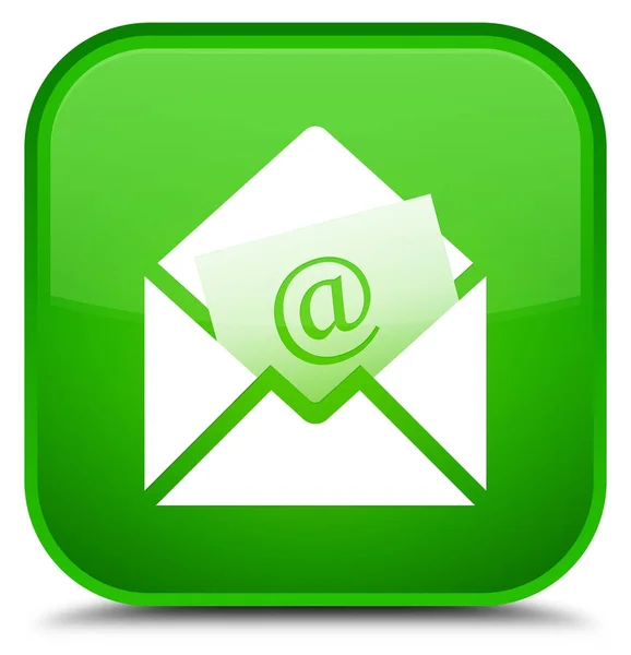 Bülten e-posta kutsal kişilerin resmi özel yeşil kare düğme — Stok fotoğraf