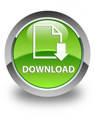 (Belge simgesi) parlak yeşil yuvarlak düğme download