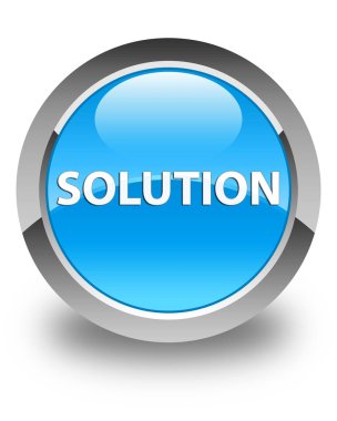 Çözüm parlak mavi mavi yuvarlak düğmesi