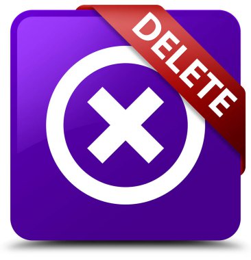 Mor kare düğme kırmızı kurdele köşesindeki silmek