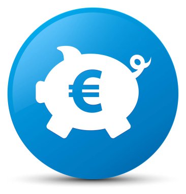 Kumbara euro işareti simgesi mavi mavi yuvarlak düğmesi
