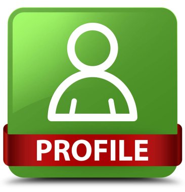 Profil (üye simgesi) yumuşak yeşil kare düğme kırmızı kurdele içinde orta
