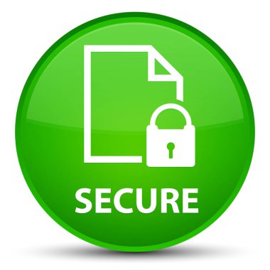 (Belge sayfa asma kilit simgesi) özel yeşil yuvarlak düğmeye güvenli