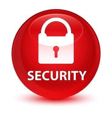 Güvenlik (asma kilit simgesi) cam gibi kırmızı yuvarlak düğmesi