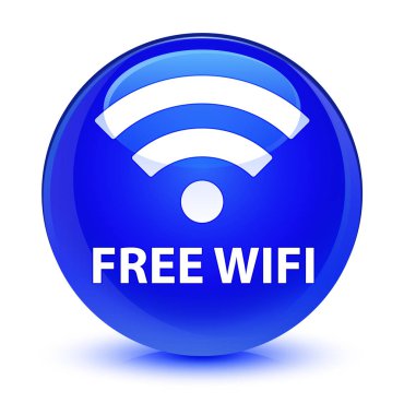 Ücretsiz Wi-Fi camsı mavi yuvarlak düğmesi
