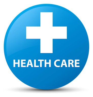 Sağlık Hizmetleri (artı işareti) camgöbeği mavi yuvarlak düğmesi