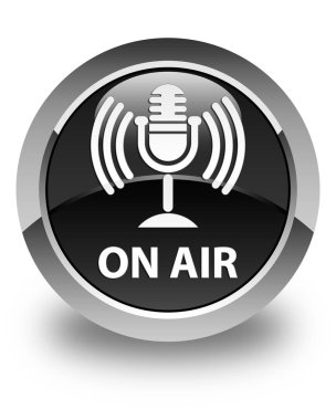 Hava (mikrofon simgesi) parlak siyah yuvarlak düğmesi