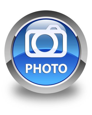 Fotoğraf (kamera simgesi) parlak mavi yuvarlak düğmesi