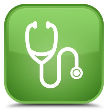 Stetoskop kutsal kişilerin resmi özel yumuşak yeşil kare düğme