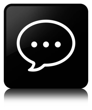 Konuşma balonu simge siyah kare düğme