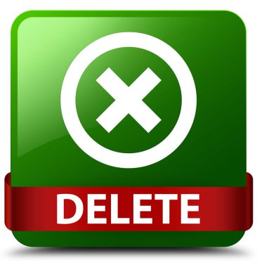 Yeşil kare düğme kırmızı kurdele orta silmek