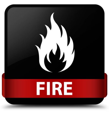 Siyah kare düğme kırmızı kurdele orta ateş