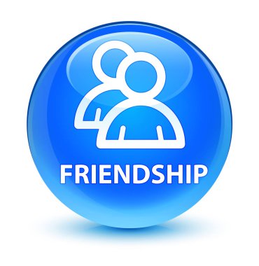Dostluk (grup simgesi) camsı camgöbeği mavi yuvarlak düğmesi