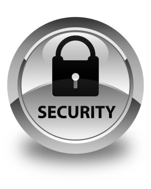 Güvenlik (asma kilit simgesi) parlak beyaz yuvarlak düğmesi