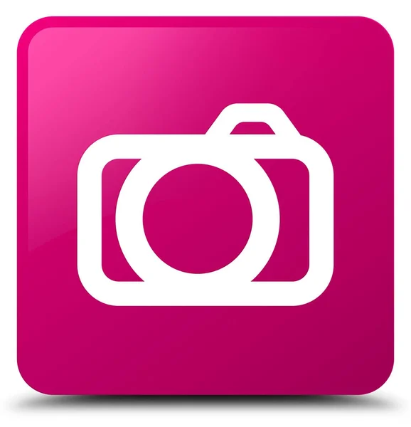 Icona della fotocamera rosa pulsante quadrato — Foto Stock