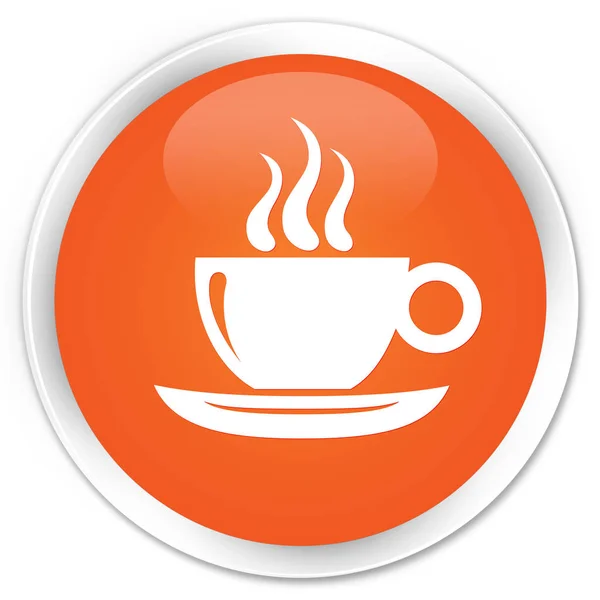 Coffee cup icon premium orange round button — Stock Photo, Image